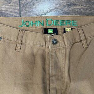 NWT John Deere Men's Pants 34x34 Duck Brown Work Utility Pockets Carpenter Jeans